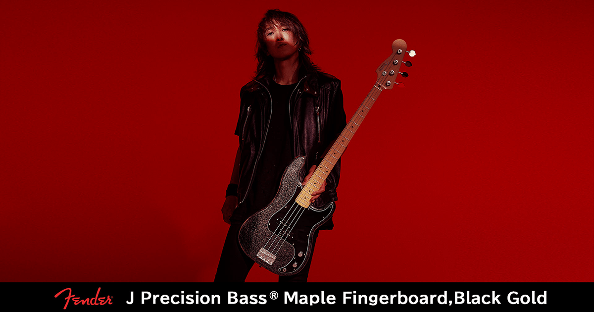 Fender J Precision Bass®, Maple Fingerboard, Black Gold