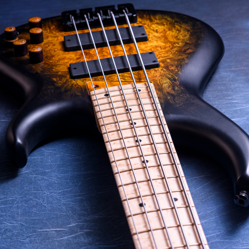 MTD 535-24 Maple Burl 10 Top, Yellow to Black Burst, Birds Eye Maple Fingerboard