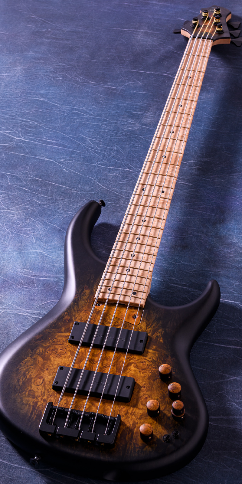 MTD 535-24 Maple Burl 10 Top, Yellow to Black Burst, Birds Eye Maple Fingerboard