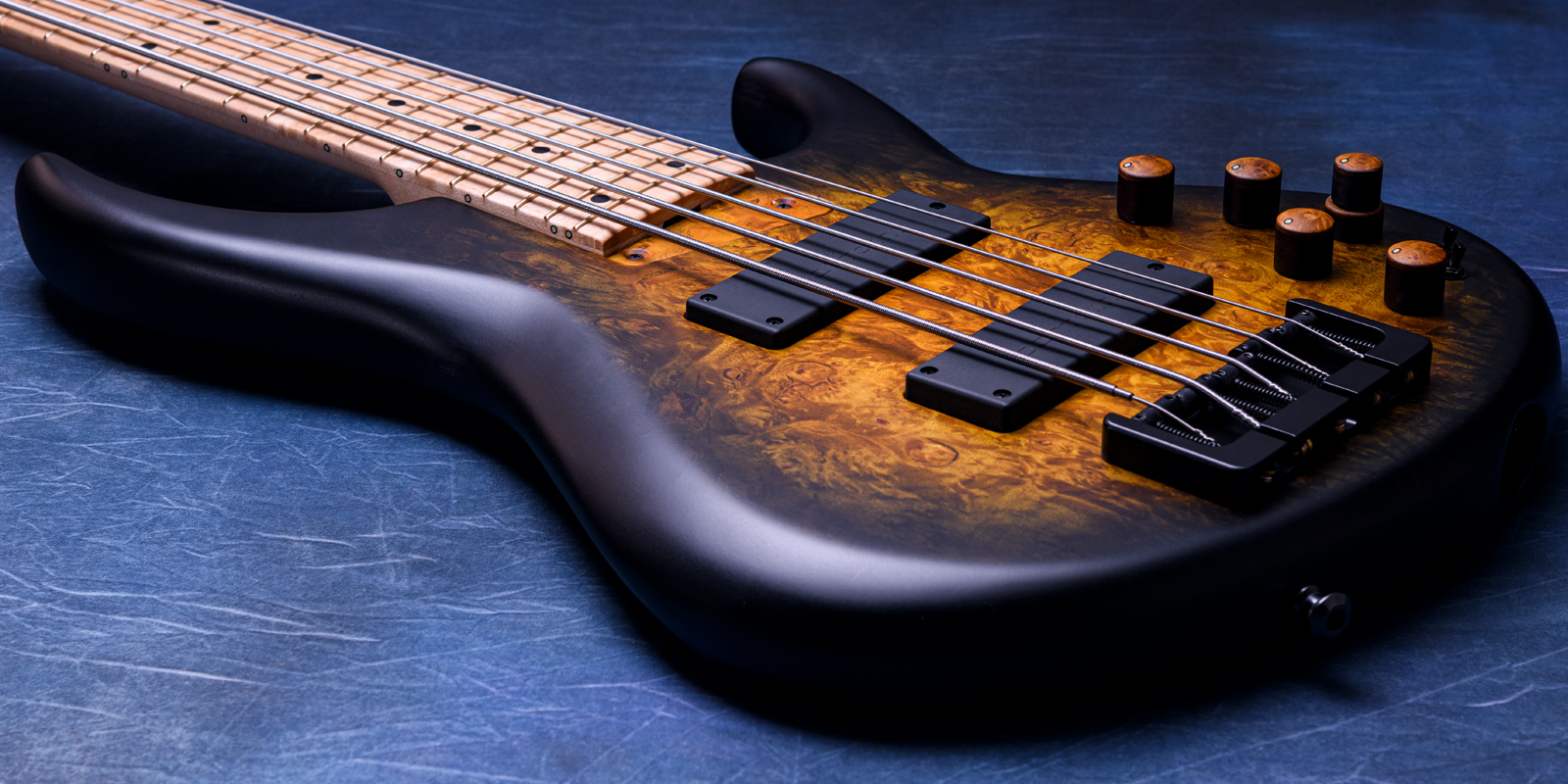 MTD 535-24 Maple Burl 10 Top, Yellow to Black Burst, Birds Eye Maple Fingerboard