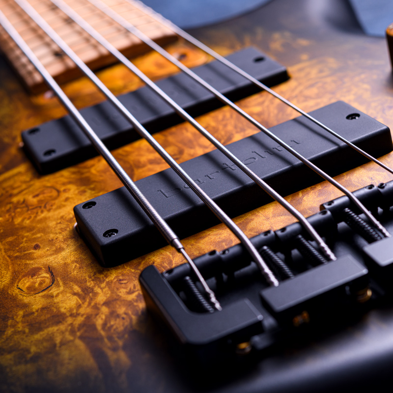 MTD 535-24 Maple Burl 10 Top, Yellow to Black Burst, Birds Eye Maple Fingerboard