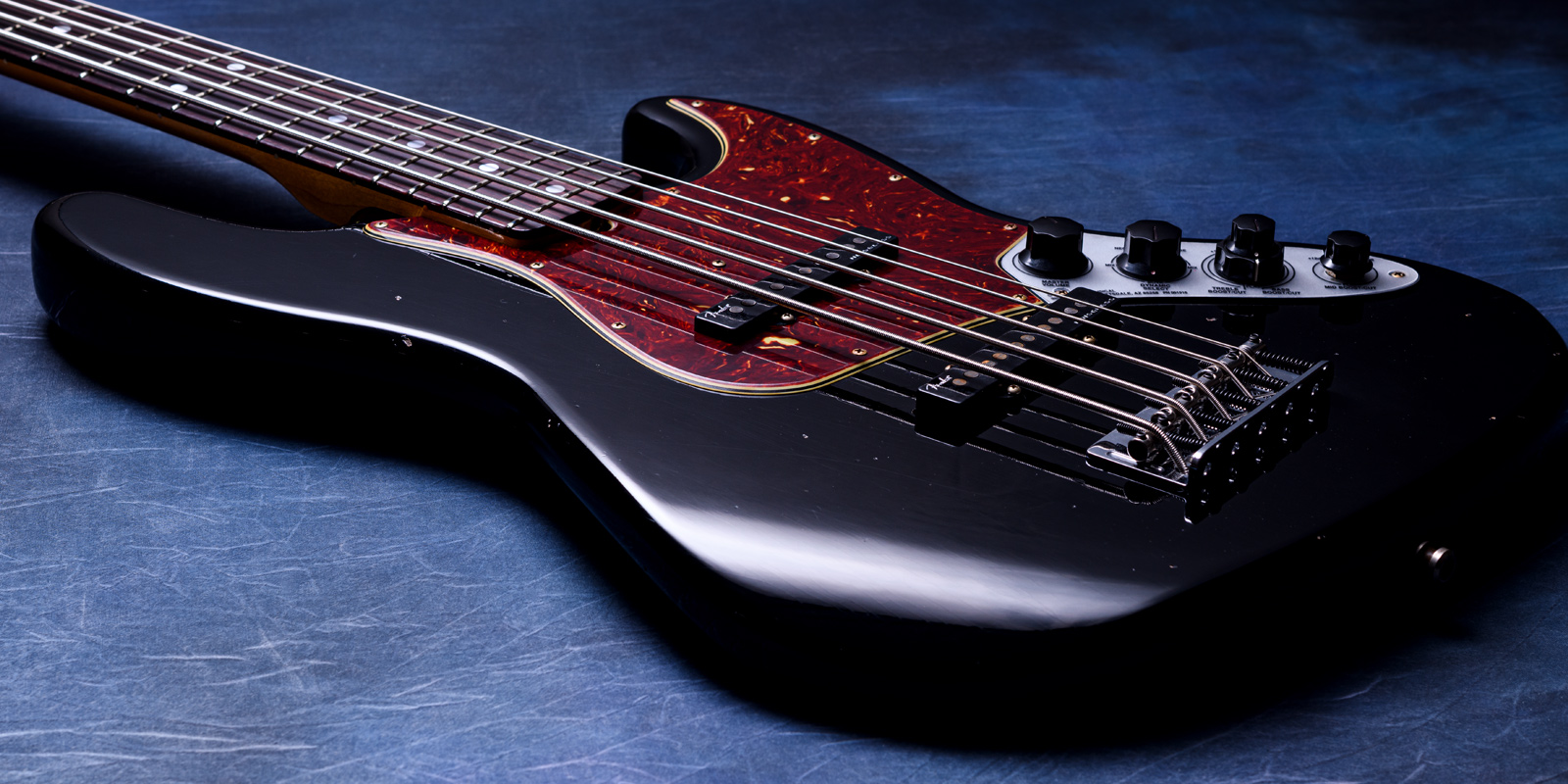 Fender Custom Shop Custom Built Custom Classic Jazz Bass V Journeyman Relic - Black