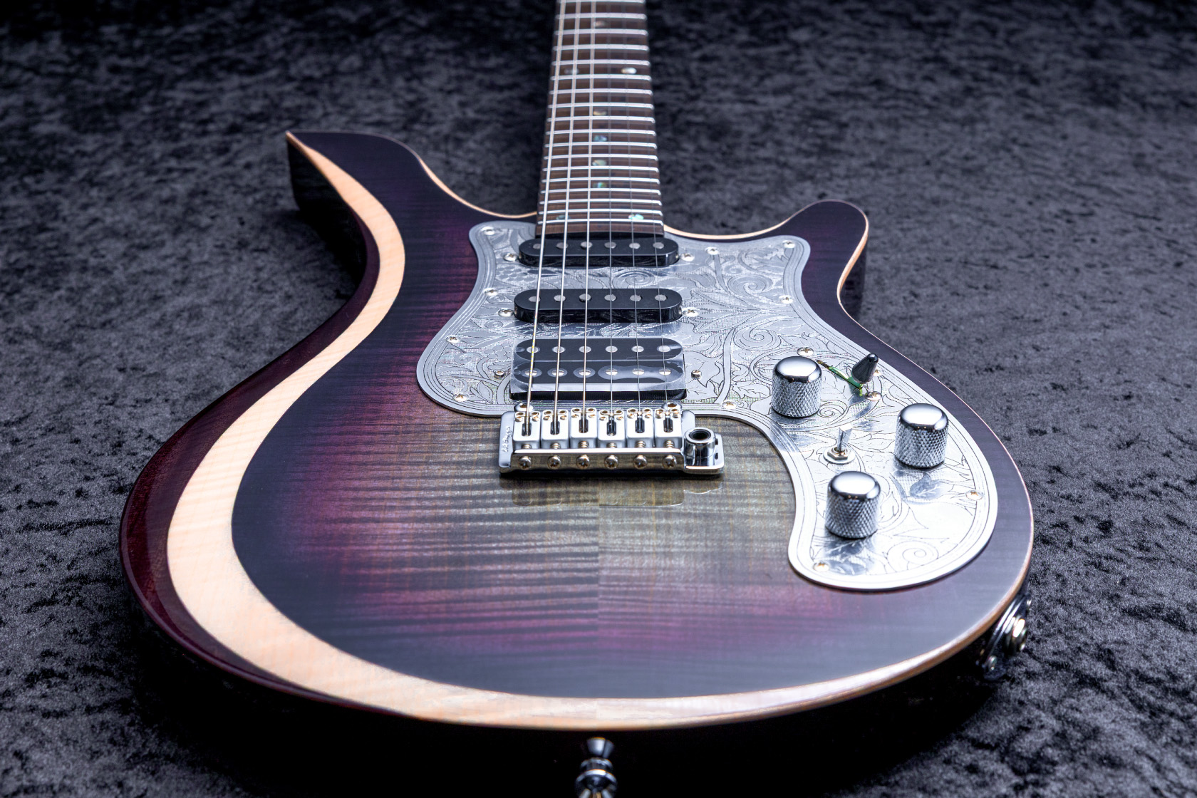 Astrum Guitars Aries HH Piezo Charcoal to Purple Burst