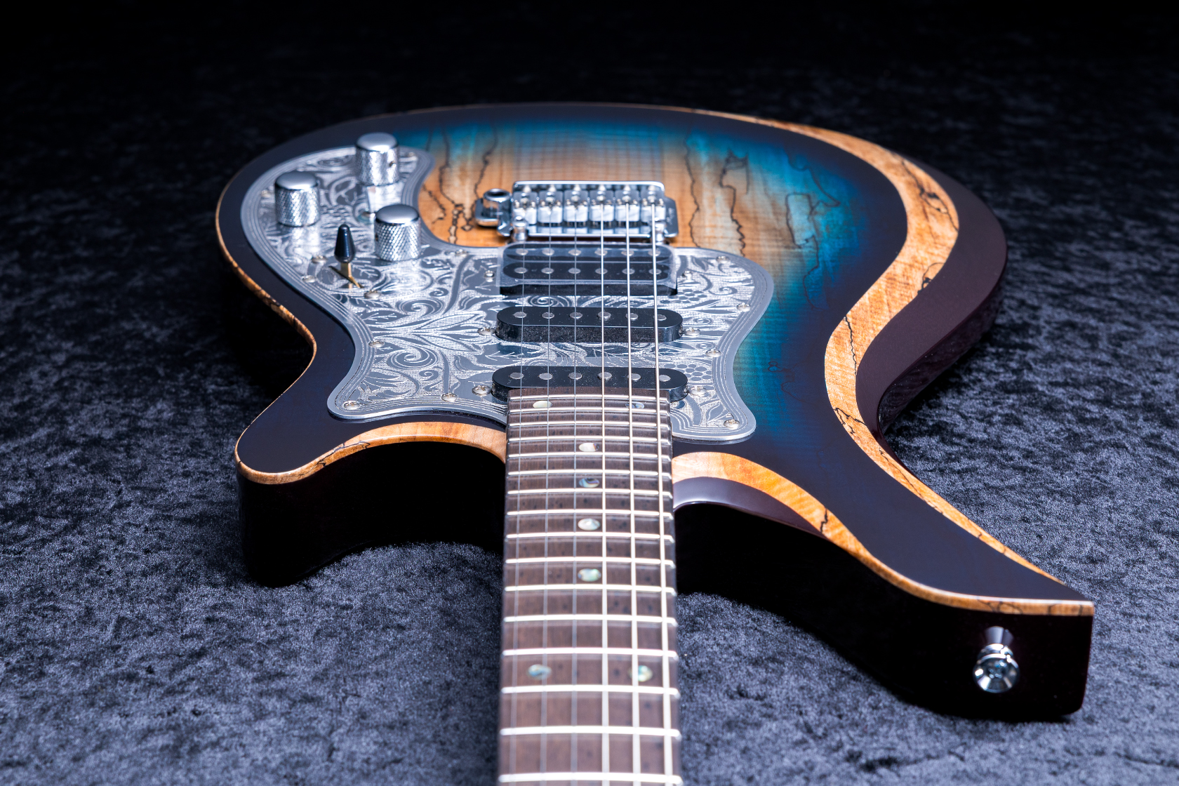Astrum Guitars Aries HH Piezo Natural to Blue Burst