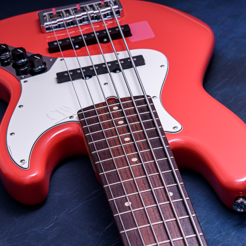 I-Clef Guitars J6 Fiesta Red - Matching Headstock (Alder & Rosewood, 6-string Model)