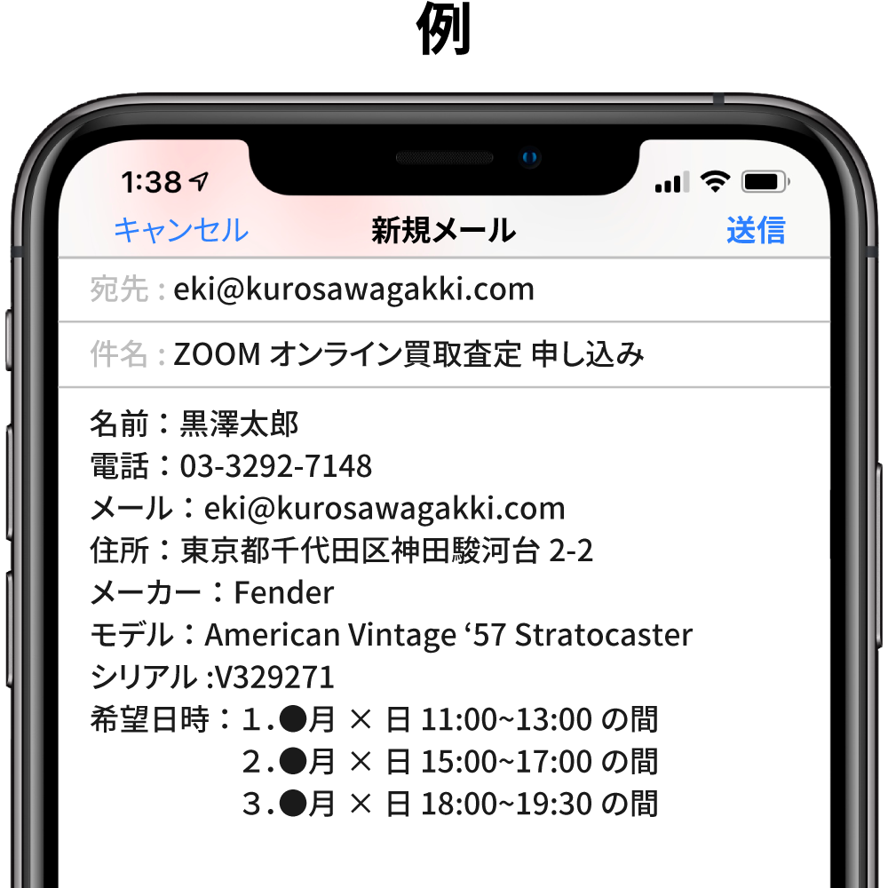 メール記入例
